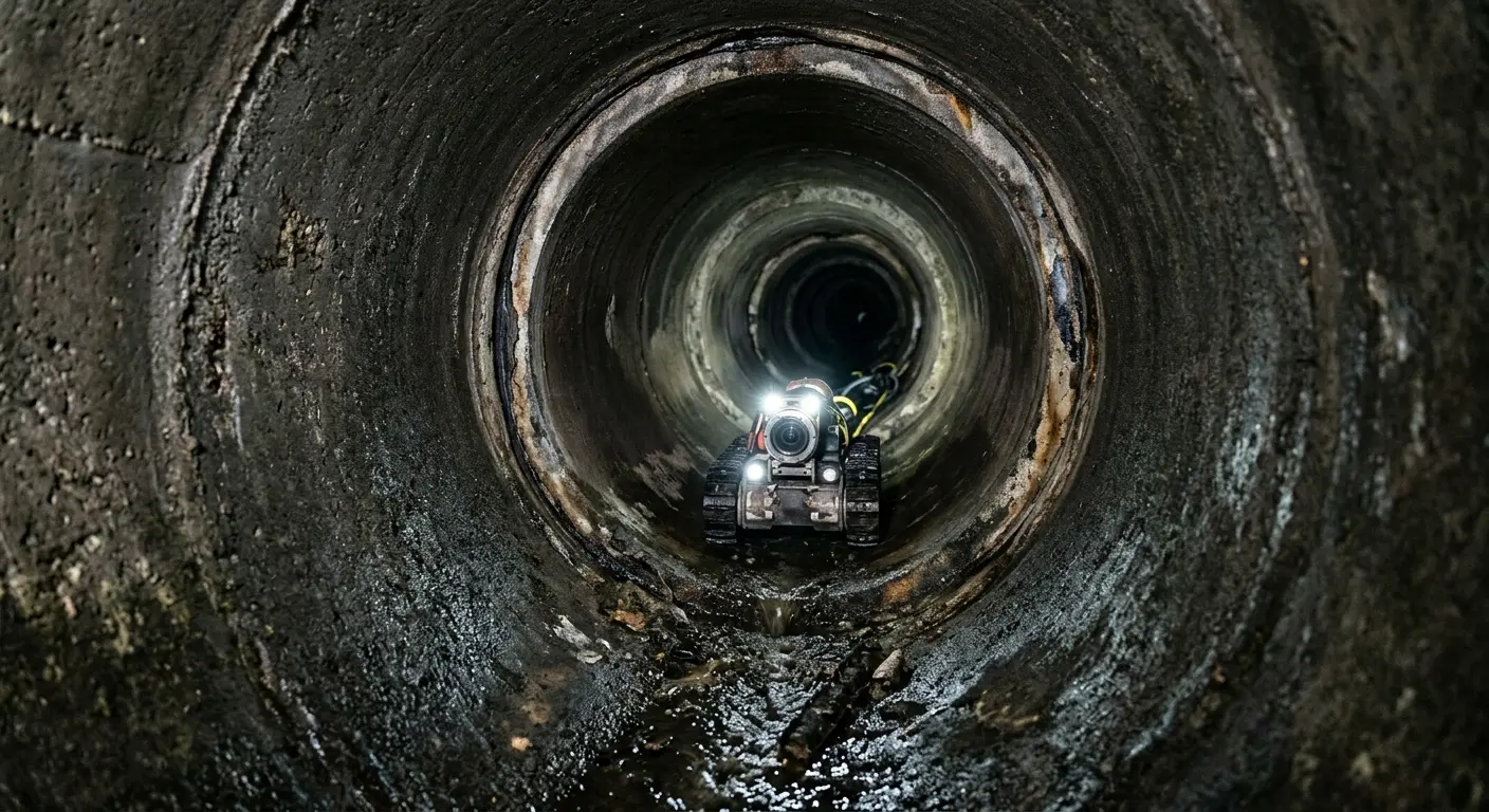 Robotic sewer camera inspecting pipe interior for Sewer Line Repair in Burbank